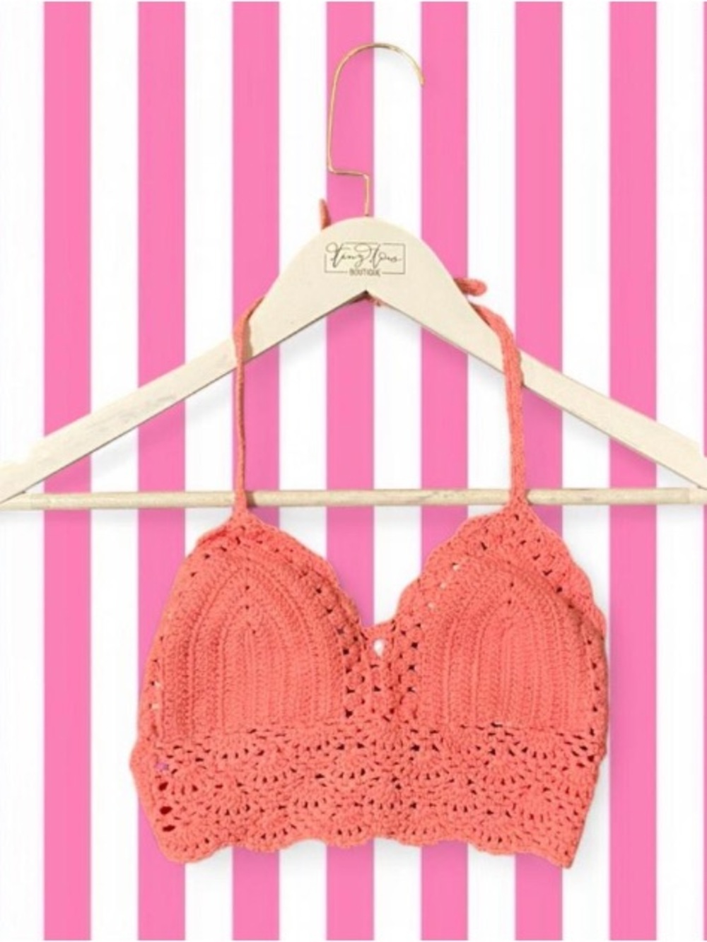 Handmade Coral Crochet Bralette